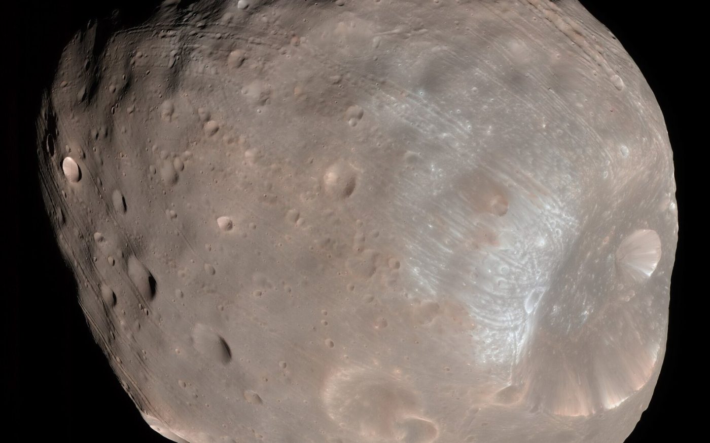 Mars’s moon Phobos in colour, imaged by NASA’s Mars Reconnaissance Orbiter